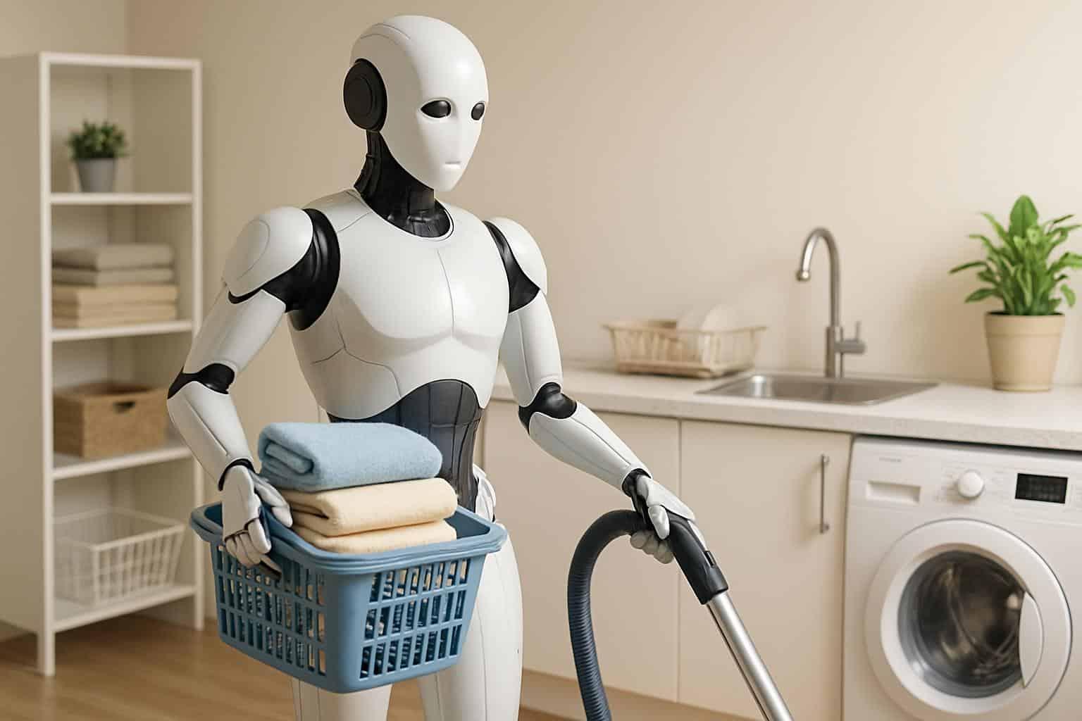 Humanoider Roboter richtet Wäsche