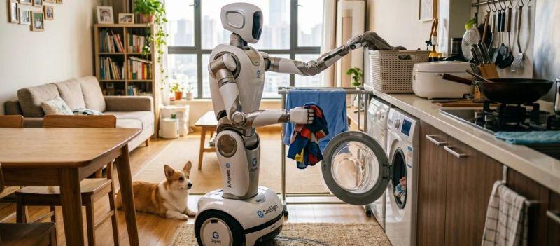 Humanoider Roboter hilft beim Wäschewaschen